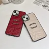 iPhone 15のブランドレザーの電話ケースApple iPhone 14 Pro Max 13 12 13Promax Case Luxury 3D Embossed QuiltedBling Mirror Quality Mobile Cover