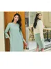 Parti Elbiseleri Amerikan C Siparişi Japonya Triasetic Asit Yuvarlak Boyun 3/4 Kollu Basit Düz Renk Gevşek Düz Elbise