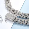 15mm Baguette Necklace Iced Out Diamond Hip Hop Jewelry Cuban Chain Link Sterling Silver Men