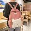 School Bags Korean Cute Cartoon Bear Women Backpack Large Capacity Harajuku Schoolbag For Girls Teenagers Casual Nylon Travel