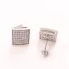 Stud Earrings Square Full Zircon Hip Hop Foreign Trade Fashion Micro-set