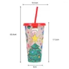Tumblers 710 ML Christmas Theme Tumbler Cup Temperature-sensitive Color Changing With Lid And Straw Food-grade Portable For Coffee Drinks