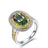 Pierścienie klastra Solid 14 -krotny złoto wypełniony złotem Jewelrry Emerald Kamień Kamieni