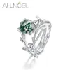 Allnoel Natural Moss Agate 925 Sterling Silver Double Rings for Women Gold Plated Wedding Engagement Bride Princess Gift Jewelry 240220