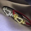 Chaussure Freddy Krueger Bracelet Unhel Designer Bracelet para mulheres Jóias de luxo Freds Usou 8 shaped Horseshoe Buckle Leather Rope Bracelet v Gold Bated 18K Ro