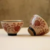 Te Cups Retro Traditionell keramisk hantverkssats Kungfu Single Cup Hushåll Celadon Safflower Hat No. YZ81