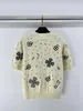 2024 Nya vårtoppar Milan Runway Sweaters O Neck Short Sleeve High End Jacquard Cardigan Women's Designer Clothing 0225-17