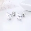 Stud Earrings 4Colors Cute Peach Heart CZ Stone Screw Back For Women Baby Kids Girls Brass White Gold Plated Piercing Jewelry