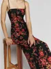 Casual Dresses Women Vintage Spaghetti Strap Sexy Bodycon Long Dress Low Cut Backless Floral Print Elegant (D Black S)