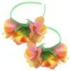 Bandanas 2pcs Hawaiian Headbands Flower Headpiece Women Costume Headwear