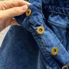 Damesshorts 2024 zomermode blauw corduroy dames elastische hoge taille enkele rij zakken lief meisje vintage