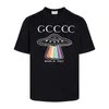 2024 Cartoon Alien Flying Blucer Druk z krótkim rękawem projektant ggity mody marki marki wiosenne letnie męskie i damskie Trend Pure Cotton T-shirt