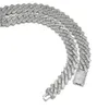 Hiphop-Schmuck Sterling Silber 18 mm 7–26 Zoll Moissanit Splitter Link Baguette kubanische Kette personalisierte rhombische Halskette
