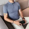 2024 Summer Men Ice Silk Short Sleeve koszulka polo Modna prosta swobodna lapka Slim Fit Formal Polo Shirt Homme Streetwear M-3xl 240219