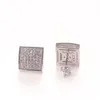 Stud Earrings Square Full Zircon Hip Hop Foreign Trade Fashion Micro-set