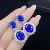 Studörhängen WPB Premium Women Imitation Sapphire Oval Zircon Female Luxury Jewelry Bright Design Girl Gift Lady Party