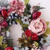 Fleurs décoratives 35 cm fête pour porte d'entrée tissu de soie mariage intérieur extérieur toutes saisons couronne artificielle Festival ferme fausse pivoine