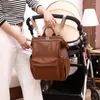 Skolväskor pu läder mamma mode trend mamma och baby väska vattentäta lättviktiga kvinnor ryggsäck spädbarn barnvagn hängande paket