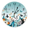 Настенные часы с пасторальной бабочкой, водной уткой, зеленые часы с градиентным принтом, современные бесшумные часы для гостиной, домашний декор, подвесные часы