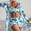 Roupa de banho feminina verão 2024 impressão maiôs tankini define esportes femininos beach wear três peças trajes de banho piscina terno de natação