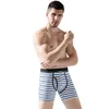 Caleçons longs Boxer Shorts hommes sous-vêtements coton Homme boxeurs respirant rayé Boxershorts Homme Cueca Sexy Homewear