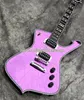 W Stock Iceman Stanley Crack Mirror Purple Electric Guitar Abalone Body Binding Abalone Pearl Block InLay Chrome Sprzęt