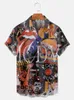 Camisas casuais masculinas 60s retro havaiano rockabilly camisa oversized stretch music car aloha