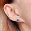 Stud Earrings Classic Blue Sapphire 4mm 6mm Natural Silver Solid 925 Jewelry