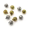 Charms 10pcs/lot Antique Gold Silver Color Metal Pendants Hollow Out For Jewelry Finding Ball Beads Diy Accessories