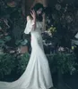 간단한 Bateau Spandex Mermaid Wedding Dresses Beach Court 기차 웨딩 드레스