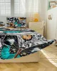 Yatak etek çiçek renkli kelebek elastik takılmış yatak örtüsü yastık kıkırdakları koruyucu yatak kapak yatak seti sayfası