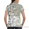 Sparkly prata lantejoulas homens camiseta mulheres por toda parte impressão moda menina t camisa menino tops camisetas de manga curta 240223