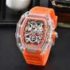 Montre à mouvement automatique pour hommes, 6 broches, transparent, fonction lumineuse R, marque de luxe, bracelet en cristal, quartz, 2023