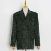 Giacche da donna Stile trendy Retro Piccolo abito 2024 Autunno Polo Colletto Manica lunga Verde Stampa leopardata Cappotto di moda allentato