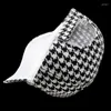 Bola bonés clássico masculino houndstooth boné retro beisebol branco preto xadrez chapéus para mulheres