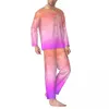 Men's Sleepwear Sunset Cloud Pajama Sets Autumn Bright Tie Dye Kawaii Home Unisex 2 Piece Vintage Oversize Design Suit Present