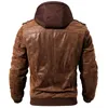 Saveur hommes veste en cuir véritable hommes moto capuche amovible manteau d'hiver hommes chaud vestes en cuir véritable 240222