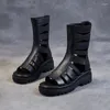 Sandales à semelle épaisse pour femmes, chaussures romaines d'été en cuir véritable, talons compensés, bouche de poisson Matsuke, bottes Cool, 2024