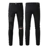 Мужские джинсы дизайнерские брюки фиолетовые джинсы бренд бренд мужские джинсы скинни -отверстие рваные байкерские брюки скинни брюки High Street Hog