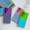 Girl Gradient Candy Color Metallic Paint Magsafe Case For Samsung Galaxy S24 S24Ultra S22 S21 S20 S21FE S23 Plus Ultra FE Plus Note 10 20 Shockproof Bumper Cover