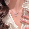 The Angel Wings Pendant Luxury Jewelry 925 Sterling Silver Oval Cut White Topaz CZ Diamod Zircon Gemstones Party Promise Women Clavicle Necklace