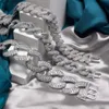 Большой размер 25 мм, круглая огранка, муассанит, кубинская цепочка, двухрядный браслет, ожерелье из стерлингового серебра по индивидуальному заказу