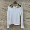 Brief Frauen T Shirt Langarm T Tops Luxus Designer Casual Hohl Bodenbildung T Shirts