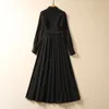 2024 Spring Summer Polyester Ruffle Women's Dress Lapel-Neck dragkedja Kortärmad Kvinnas avslappnade långa klänningar AS024