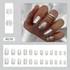 Faux Ongles 24pcs Conseils Ongles DIY Faux Nials Glitter Argent Long Carré Français