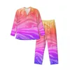 メンズスリープウェアブルーピンクパジャマの勾配抽象プリントファッションデイリーオータム2ピースカジュアルな特大印刷パジャマセット