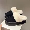 Pantofole invernali da donna stivali caldi piattaforma infradito pantofole corte in peluche scarpe da casa in cotone da donna