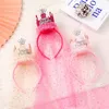 Accessoires pour cheveux, couronne, bandeau d'anniversaire pour fille, princesse, décoration mignonne et heureuse, paillettes, gaze féerique, accessoires de fête pour enfants