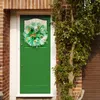 Decorative Flowers Patrick's Day Silk Ribbon Irish Leprechaun Wreath Clover With Wooden Car Sign Holiday Door Hangings