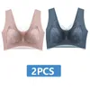 Bras 2 PCS Sexy Underwear Women Push Up For Plus Size Seamless Lace Bra Front Closure Wireless Gather Brassiere Bralette